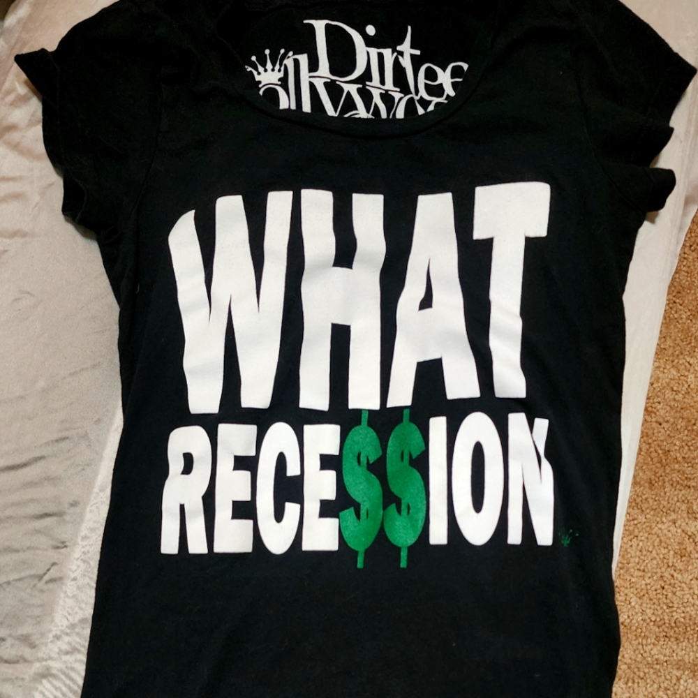 XS Dirtee Hollywood Tshirt black with white and green writing.